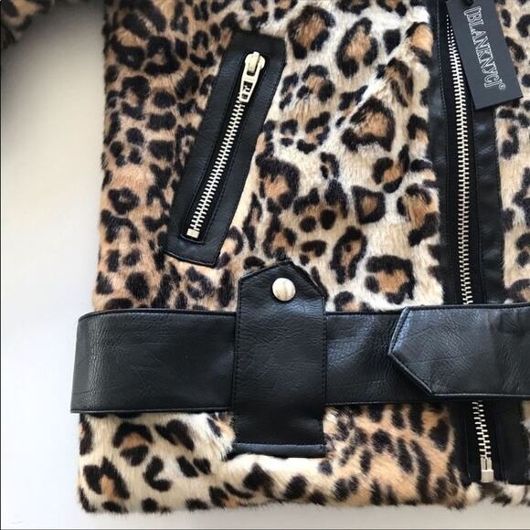 NWT Blank NYC Note To Self Leopard Moto Jacket - Picture 10 of 11